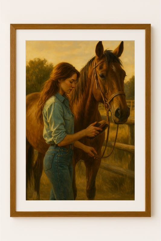 Western art print titled Brush Down – rustic wall decor by Frontier Prints, inspired by cowboy culture and desert landscapes.