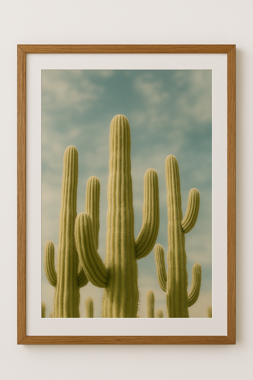 Western art print titled Cactus Choir – rustic wall decor by Frontier Prints, inspired by cowboy culture and desert landscapes.