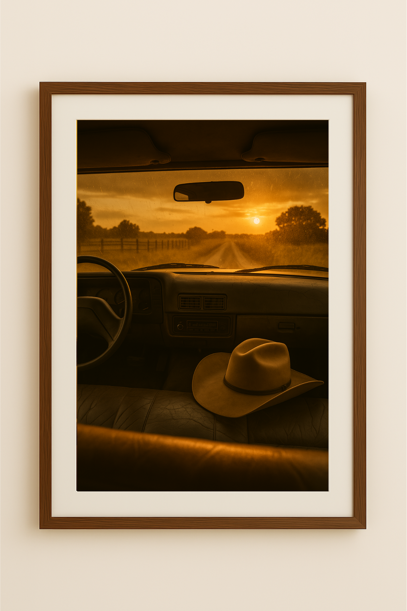 Western art print titled Drive Home – rustic wall decor by Frontier Prints, inspired by cowboy culture and desert landscapes.