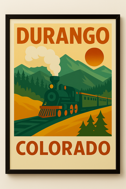 Western art print titled Durango – rustic wall decor by Frontier Prints, inspired by cowboy culture and desert landscapes.