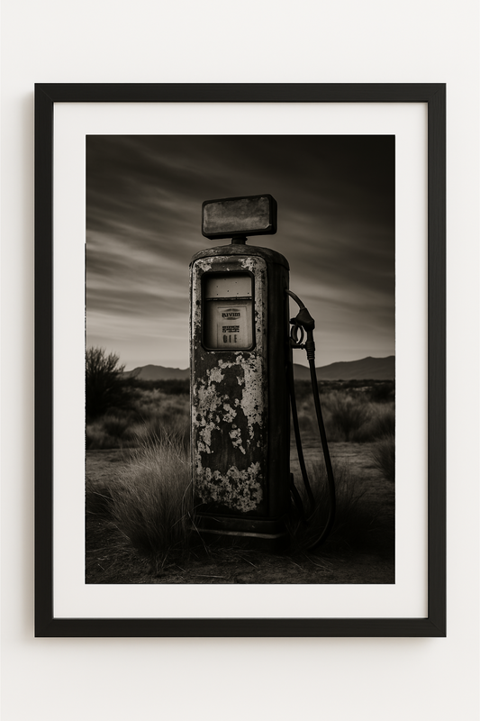 Western art print titled Fuel for Ghosts – rustic wall decor by Frontier Prints, inspired by cowboy culture and desert landscapes.
