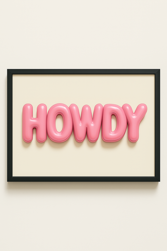 Western art print titled HOWDY Sugar – rustic wall decor by Frontier Prints, inspired by cowboy culture and desert landscapes.