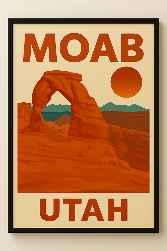 Western art print titled Moab – rustic wall decor by Frontier Prints, inspired by cowboy culture and desert landscapes.
