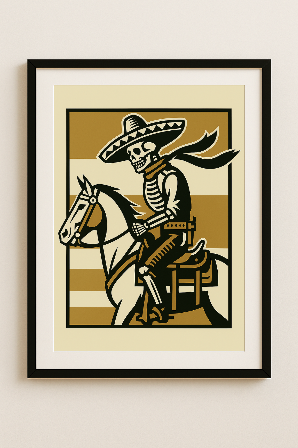 Western art print titled Ride or Die – rustic wall decor by Frontier Prints, inspired by cowboy culture and desert landscapes.