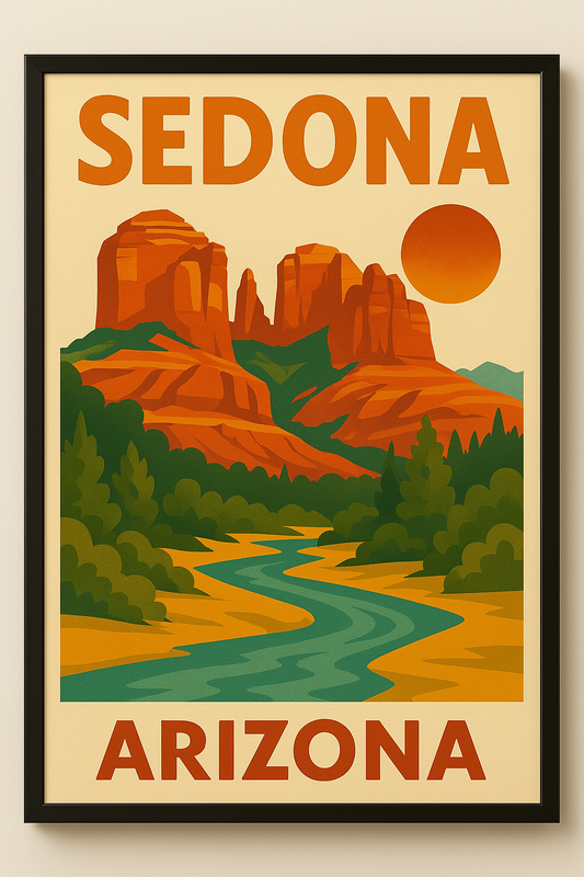 Western art print titled Sedona – rustic wall decor by Frontier Prints, inspired by cowboy culture and desert landscapes.