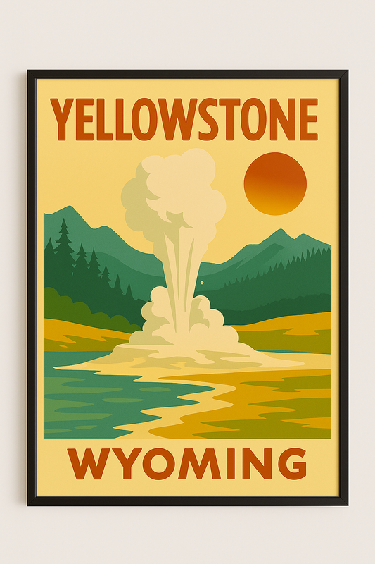 Western art print titled Yellowstone – rustic wall decor by Frontier Prints, inspired by cowboy culture and desert landscapes.
