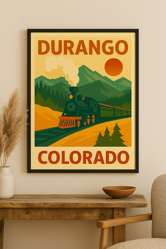 Western art print titled Durango – rustic wall decor by Frontier Prints, inspired by cowboy culture and desert landscapes.